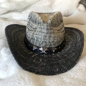 Black Ombre Straw Hat